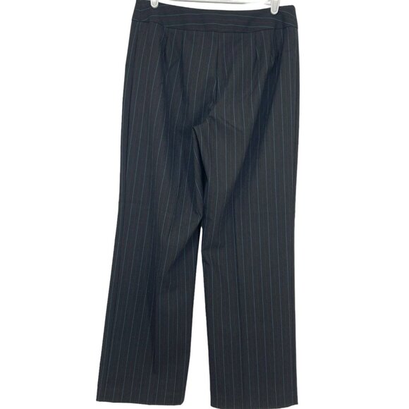 Chico's Women's Charcoal Striped Pants Size 0.5R US 6 Mid Rise Wide Leg Stretch - Picture 2 of 9